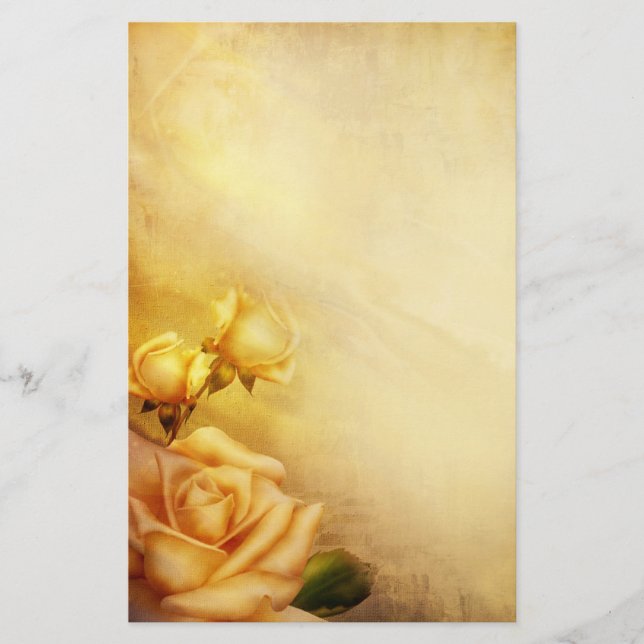 Vintage golden roses stationery (Front)