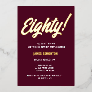 Vintage Golden Script 80th Birthday Party