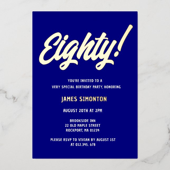 Vintage Golden Script 80th Birthday Party (Front)