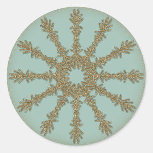 Vintage Golden Snowflake 3 Classic Round Sticker