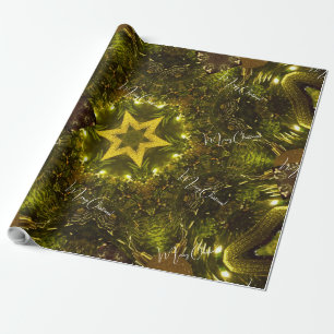 Vintage Golden Star Ornamental Christmas Wrapping Paper