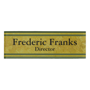 Vintage Golden Stripes - dark green + your ideas Name Tag