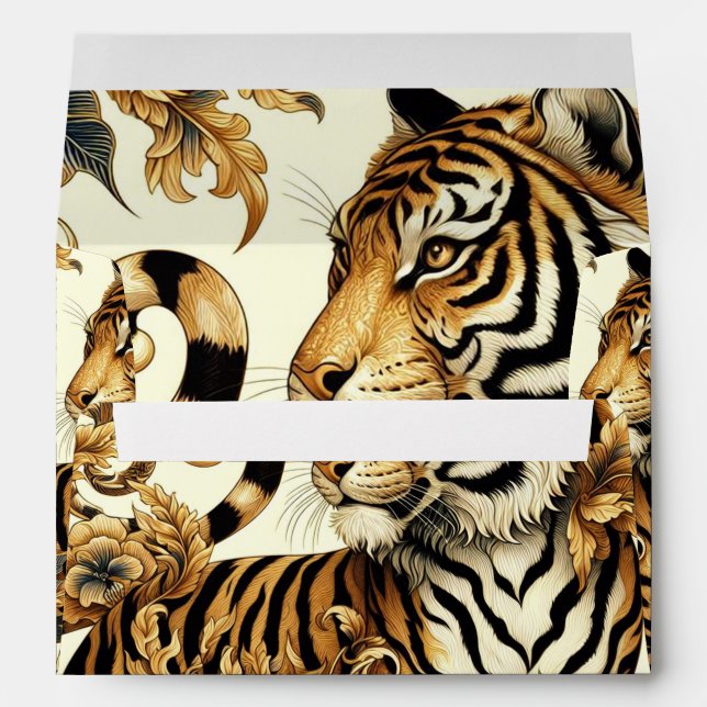 Vintage Golden Tiger Painting Envelope (Back (Bottom))