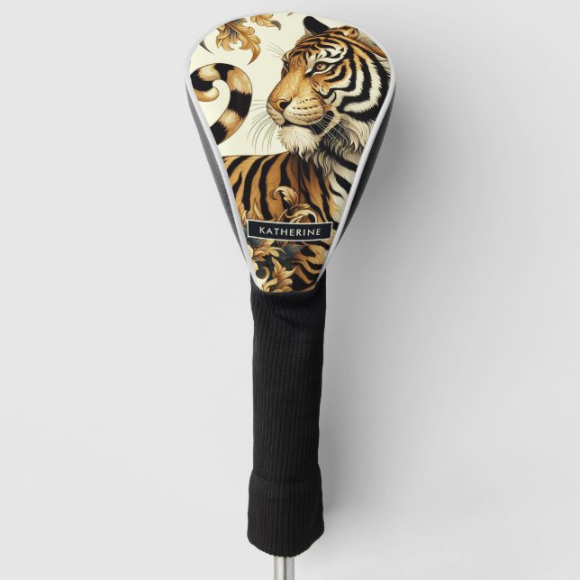 Vintage Golden Tiger Painting Golf Head Cover (Front)