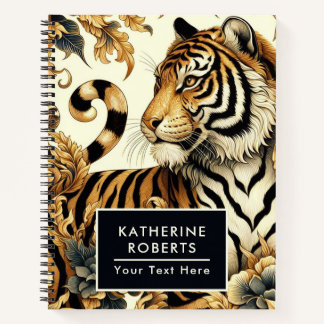 Vintage Golden Tiger Painting Notebook