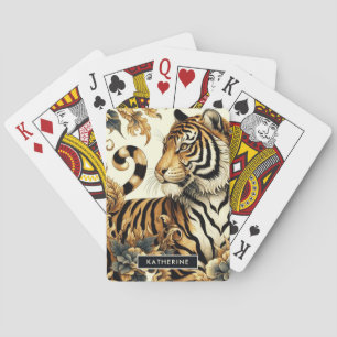 Vintage Golden Tiger Painting Playing Cards