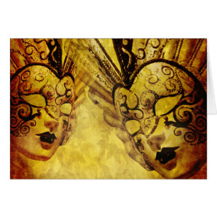 Vintage golden Venetian masks