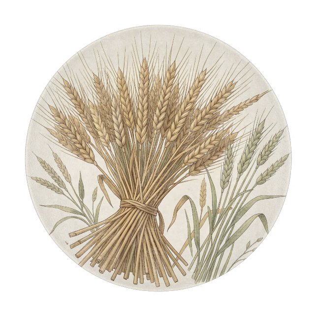 Vintage Golden Wheat Sheaf Bundle Harvest  Cutting Board (Front)