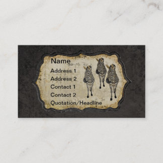 Vintage Golden White Zebras Business Card/Tags Card