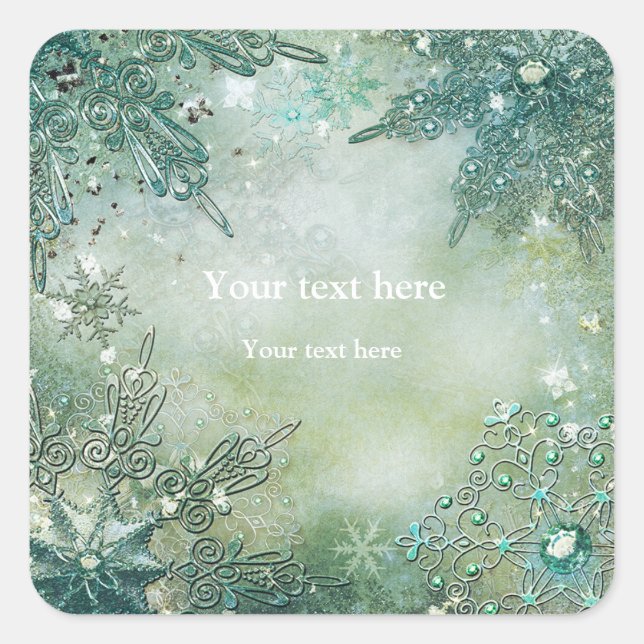 Vintage Golden Winter Snowflakes Sticker Label (Front)