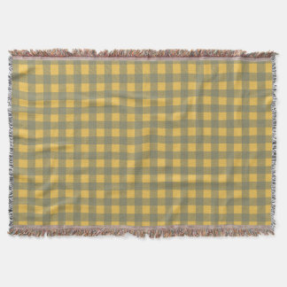 Vintage Golden Yellow Picnic Gingham Check Throw Blanket