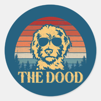 Vintage Goldendoodle The Dood Gift Dad Mom Kids  Classic Round Sticker