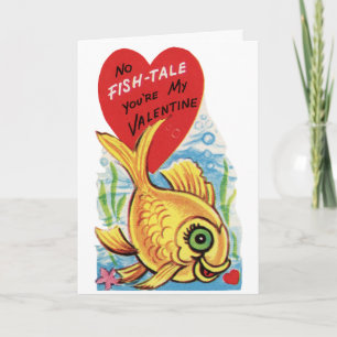 Vintage Goldfish Valentine Holiday Card