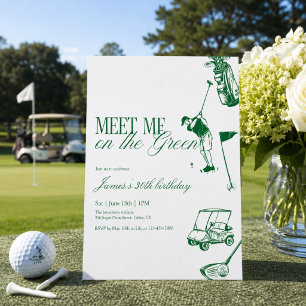 Vintage Golf Birthday Party Meet Me On the Green Invitation