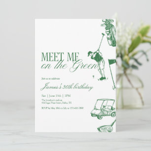 Vintage Golf Birthday Party Meet Me On the Green Invitation