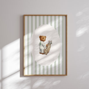 Vintage Golf Caddy Teddy Bear Wall Art
