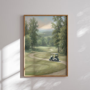 Vintage Golf Course Wall Art with Cart