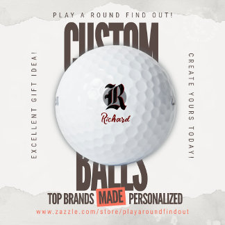 Vintage Golf Dad Monogram Old English Initials Balls