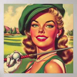 Vintage Golf Girl Poster