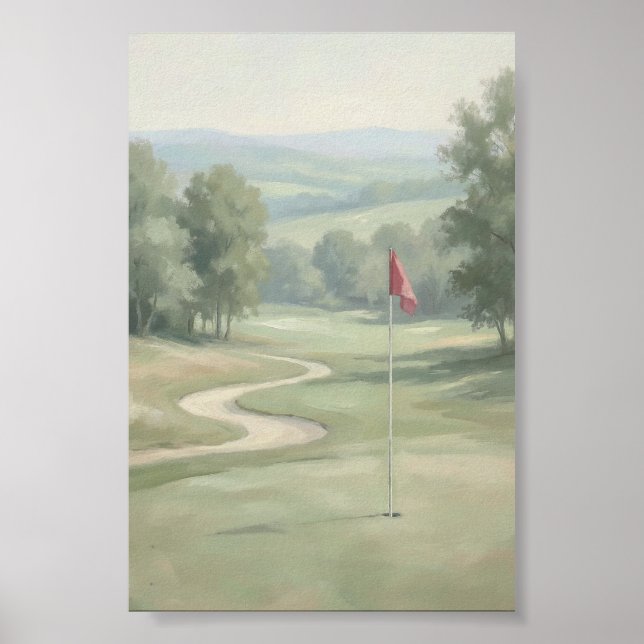 Vintage Golf Green with Flag Wall Art (Front)