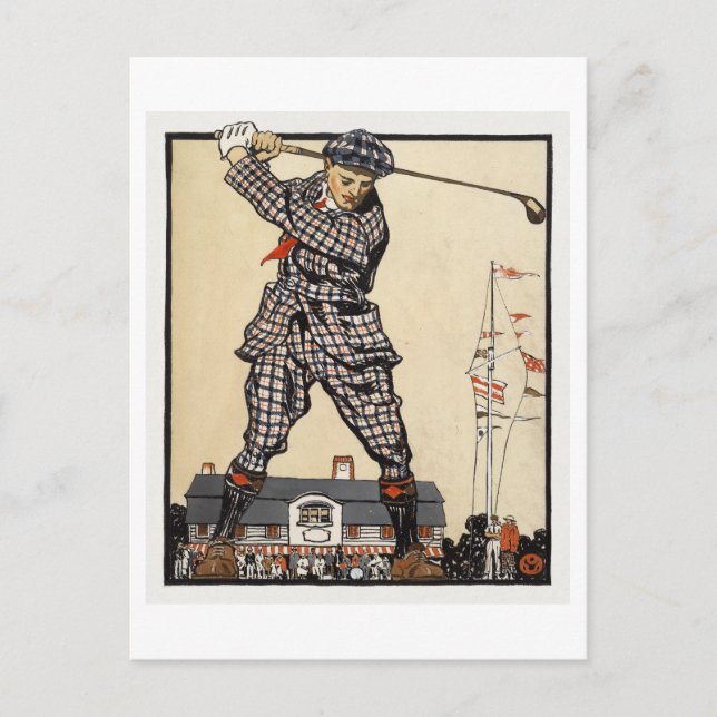Vintage Golf Illustration by Penfield Postcard (Front)