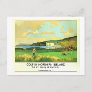 Vintage Golf in Northern Ireland Travel Poster Postcard