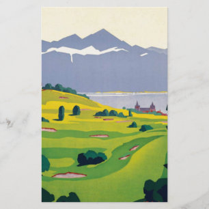 Vintage Golf Lausanne City Lake Switzerland