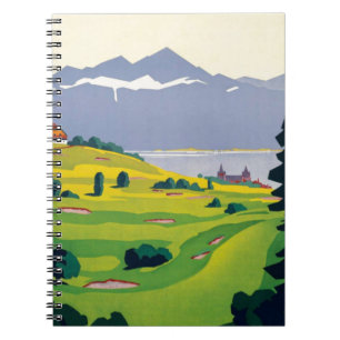 Vintage Golf Lausanne City Lake Switzerland Notebook