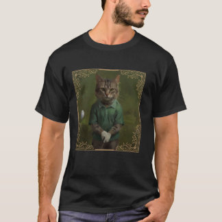 VINTAGE GOLF PAINTING FUNNY CAT Golfer T-Shirt