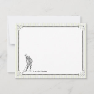 Vintage Golf Personalised Flat Note Cards - Man