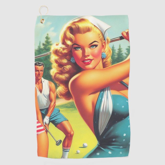 Vintage Golf Pin-up Golf Towel (Front)