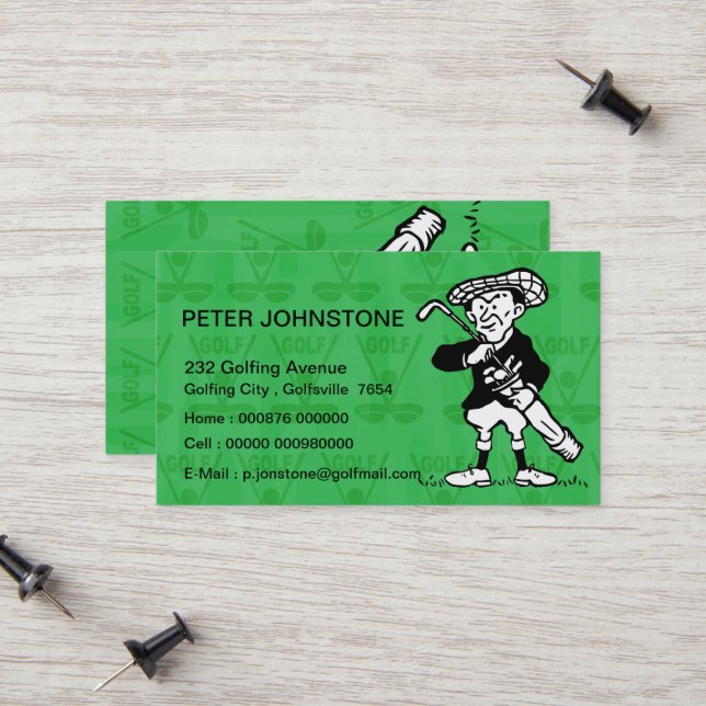 Vintage Golf player contact cards (Front/Back In Situ)