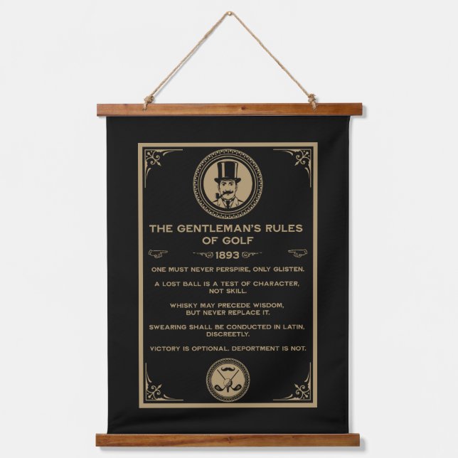 Vintage Golf Rules Wall  Hanging Tapestry (Front)