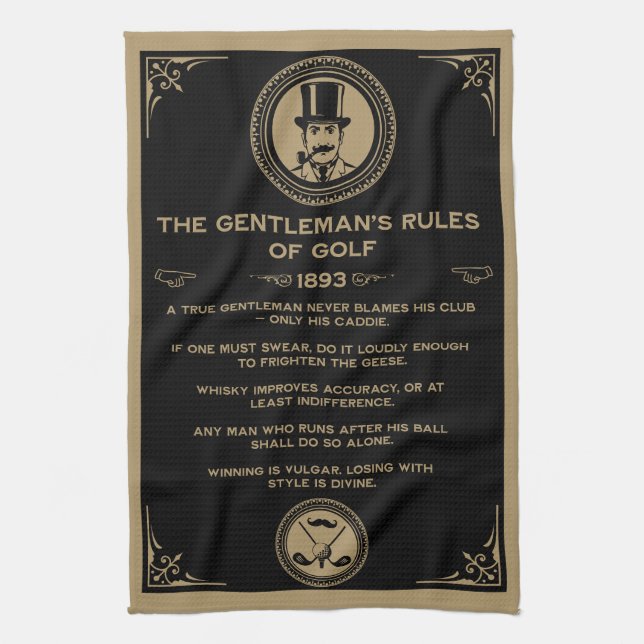 Vintage Golf Rules Wall  Tea Towel (Vertical)