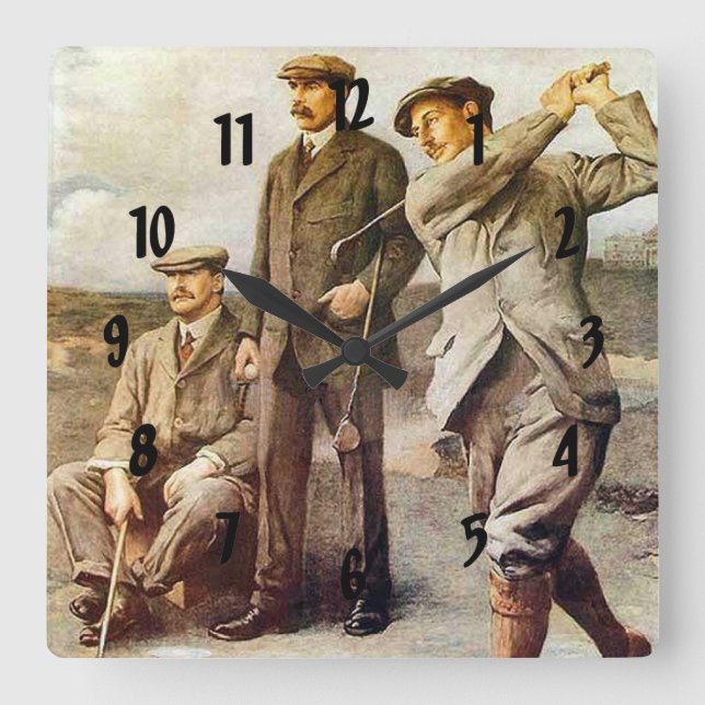 Vintage Golf Square Wall Clock (Front)