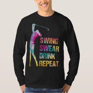 Vintage Golf Swing Swear Drink Repeat Love Golfing T-Shirt