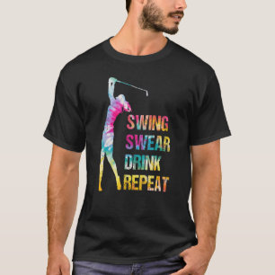 Vintage Golf Swing Swear Drink Repeat Love Golfing T-Shirt