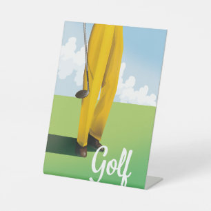 Vintage Golf Travel poster Pedestal Sign
