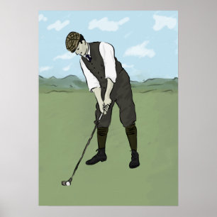 Vintage Golfer V1 Art Poster