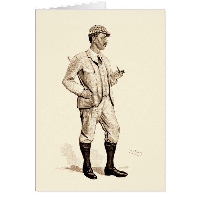 Vintage Golfer with Tobacco Pipe and Boots (Front)