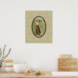 Vintage Golfing Lady Art (three) Poster