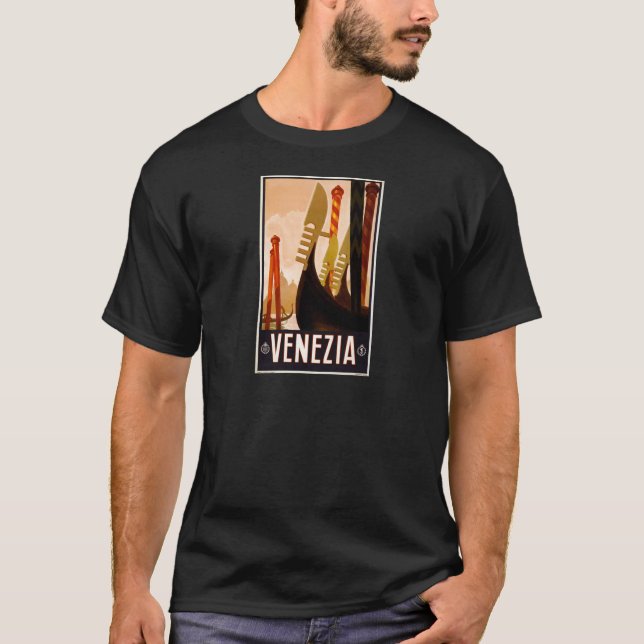 Vintage Gondola Venezia Italy Travel T-Shirt (Front)