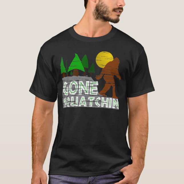 Vintage GONE SQUATCHIN Distressed Graphic T-shirt (Front)