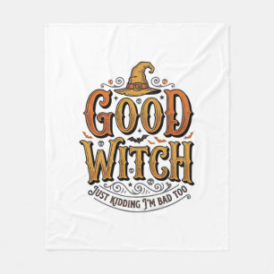 Vintage Good Witch Halloween Typography Design_1 Fleece Blanket