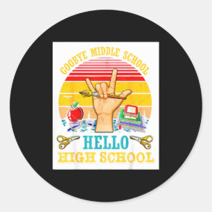Vintage goodbye middle school graduation hello classic round sticker