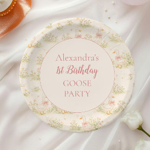 Vintage Goose 1st Birthday Paper Plate