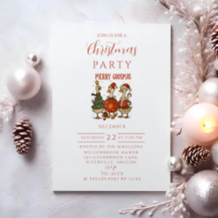Vintage Goose Christmas Invitation