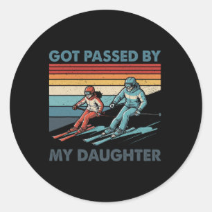 Vintage Got Ped By My Daughter Funny Skiing Family Classic Round Sticker
