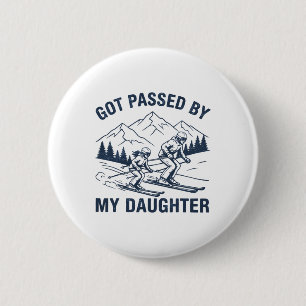 Vintage Got Ped By My Daughter Funny Skiing Retro  6 Cm Round Badge
