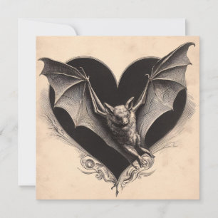 Vintage Goth Bat Valentine Gothic Retro Card
